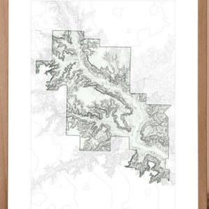 Palo Duro Canyon State Park afdrukbare topografische kunst, Texas, Caprock Escarpment