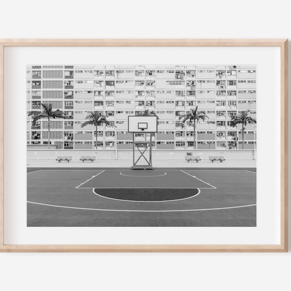 Impression de basket-ball, Art mural de basket-ball noir et blanc, Cerceau de basket-ball, Imprimable sport, Téléchargement numérique