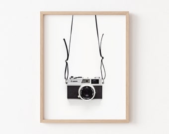 Vintage Kamera Druck, schwarz weiß Wandkunst, minimalistische Wandkunst, digitaler Download