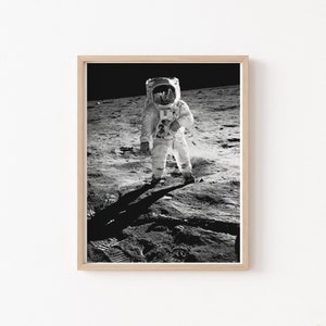 Man on the Moon, Black and White, Astronaut Wall Art, Space Printable wall art, Digital download
