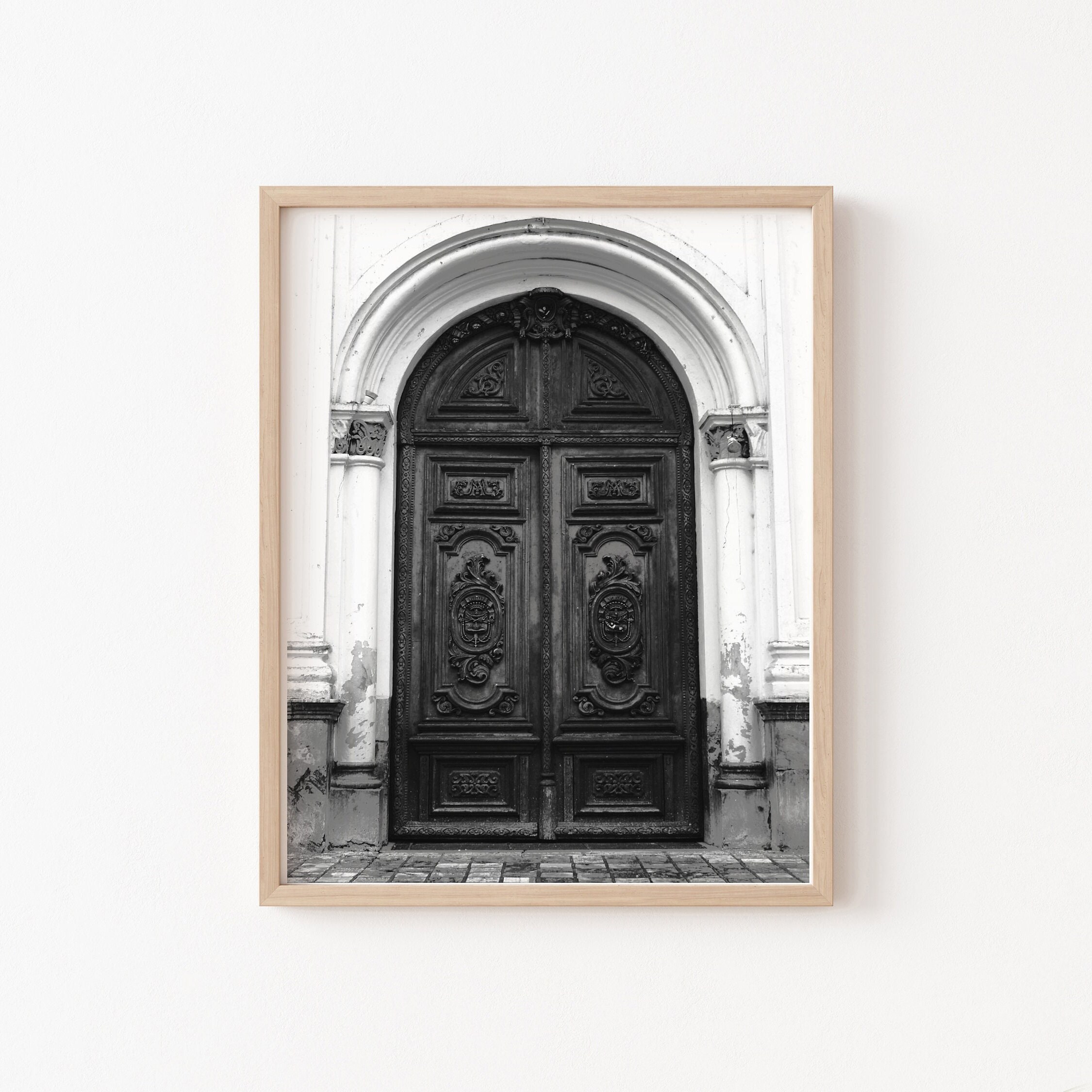 Alte Tür Wandkunst, minimalistischer Druck, schwarz weiß, druckbare Wandkunst, digitaler Download