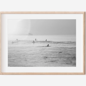 Arte de pared de playa, Impresión costera en blanco y negro, Arte mural imprimible de las olas de playa, Descarga digital, Arte mural imprimible