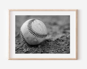 Baseball Print, Black and White, Wall Art Poster,  Black and White Photography, Printable wall art, Digital download