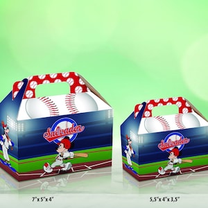 Baseball Mickey goofy Donald treat boxes Personalized Box, Party Favor Box, Treat Box, kids Gable Box, baseball theme