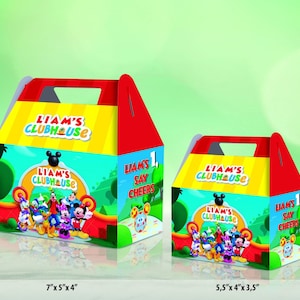 Personalized Box, Party Favor Box, Treat Box, kids Gable Box, Mickey Mouse clubhouse Theme, Special Theme Box
