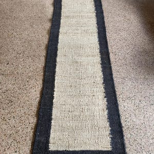 Vintage Hemp Stair Runner Rug 2x22: Natural Jute Checkerboard