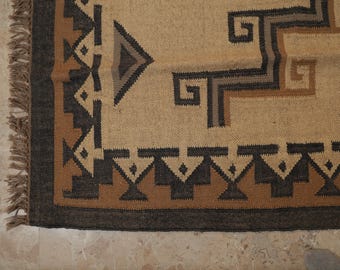 Kilim Jute Area Rug, woven wool Jute Rug, Handwoven Wool Jute Rug – Natural Fiber, Rustic Farmhouse Decor, Custom Size Area Rug