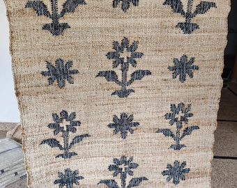 Tappeto Kilim in juta tessuto a mano: moderno tappeto geometrico boho, tappeto in juta e cotone tessuto a mano, tappeto floreale boho, passatoia dalla texture naturale, tappeti in juta