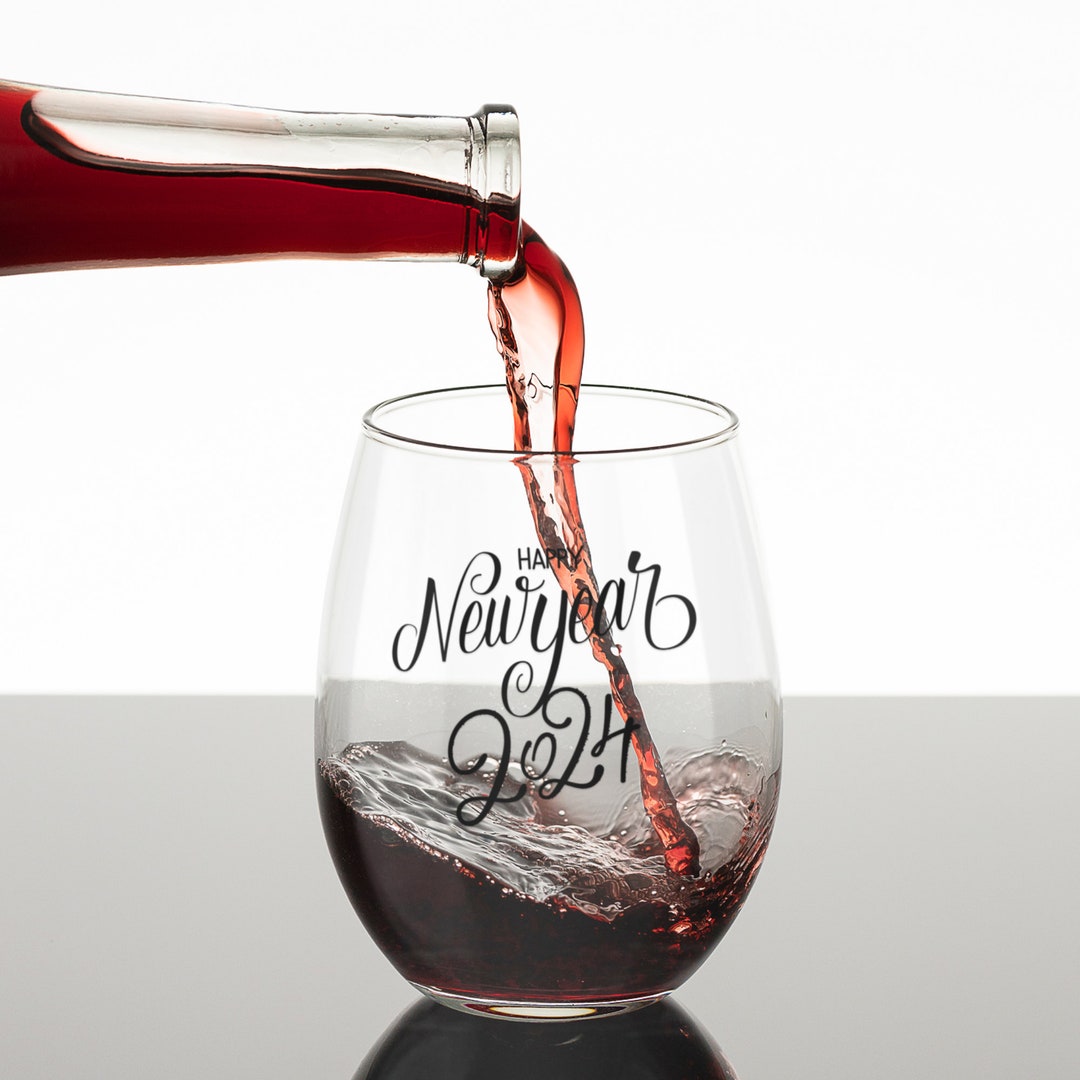 2024 Happy New Years 12oz Wine Glass,trendy Holiday Wine Glass Gift, New Years Wine Glass Etsy