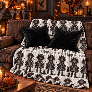 Clowncore Girls Sherpa Blanket, Horrorcore Clown Dolls Velveteen Throw