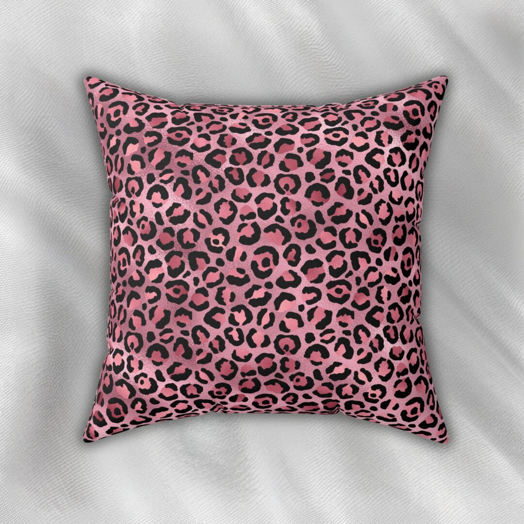 Pink Leopard Print Pillow, Trendy Leopard Decorative Pillows, Pink