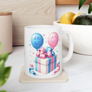 Gender Reveal Coffee Mug: Ceramic Baby Announcement Decor