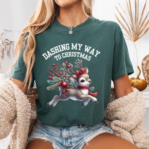 Christmas Reindeer Comfort Colors T-Shirt: Holiday Deer Tee