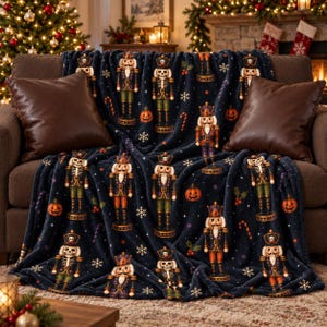 Christmas Nutcracker Sherpa Blanket: Halloween Velveteen Throw
