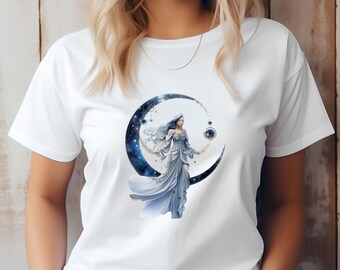 Oracle Tarot Lady Short Sleeve Tee, Trendy Mystical T-shirt, Tarot shirt