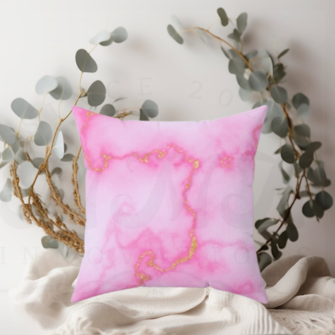 Pink Marble Pillow Trendy Pink Marble Decorative Pillow Pink Etsy