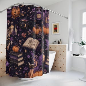 Halloween Fairy Shower Curtain, Fairycore Bathroom Bathtub Backdrop Decor