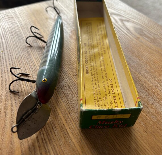 cisco kid wood fishing lure Suick Topper Surface Bait Black Lime 9 3.25oz Vintage Pre 1970's Musky Cisco