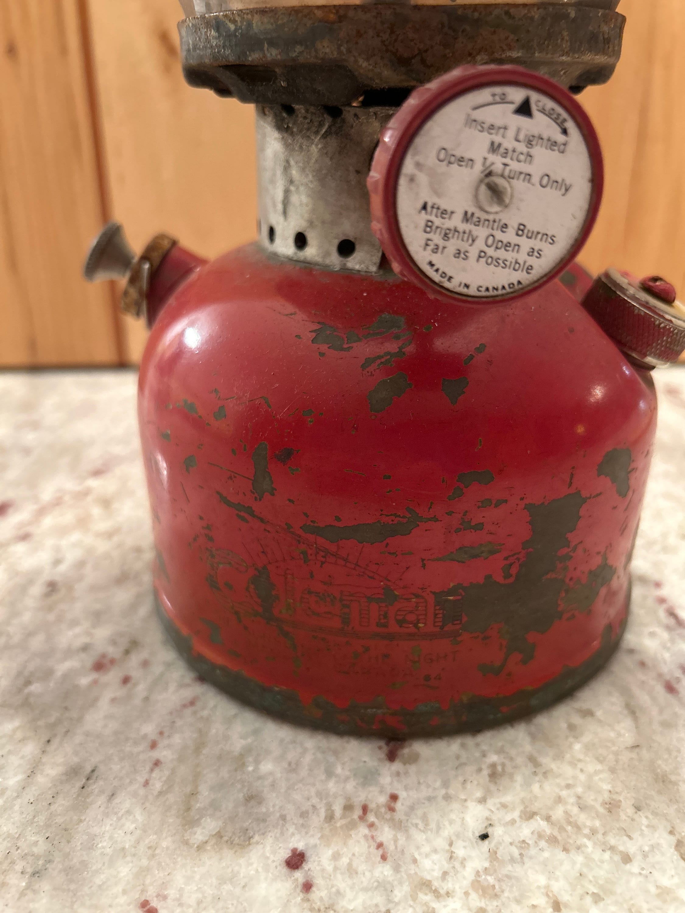 Vintage Coleman Lantern Model 200A Camping Lamp Red Pyrex