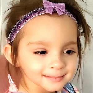 Pink/Purple/Black Ombre Hearing Aid/Cochlear Headband - 3 Removable Bows, Adjustable