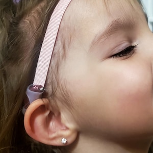 Light Pink Non-slip grip  3/4 inch width adjustable  Hearing aid headband or cochlear material twist sleeves Headband .