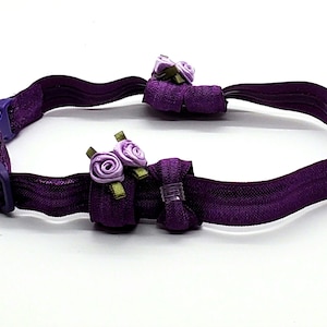 Purple Cochlear Non-Slip Fabric Headband with Flowers (optional)  add a touch of elegance