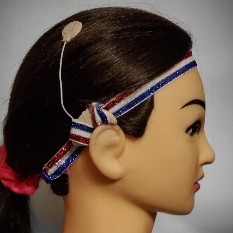 Red Cochlear Red ,white, Blue Hearing Aids Cochlear Headband - Etsy Canada