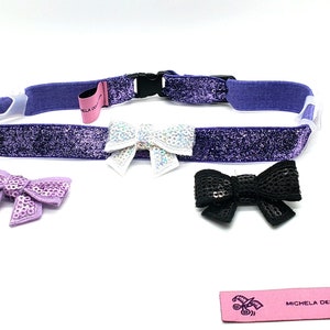 Light Purple Hearing Aid/Cochlear Headband with 3 Switchable Bows - Adjustable, Shock-Resistant_