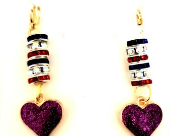 Purple Heart Hearing Aid Charms: 14K Gold-Plated Clasps