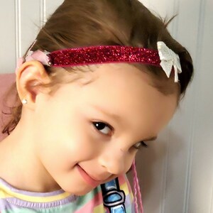 Deep red glitter  headband for Cochlear/Hearing aids 3 interchangable bows