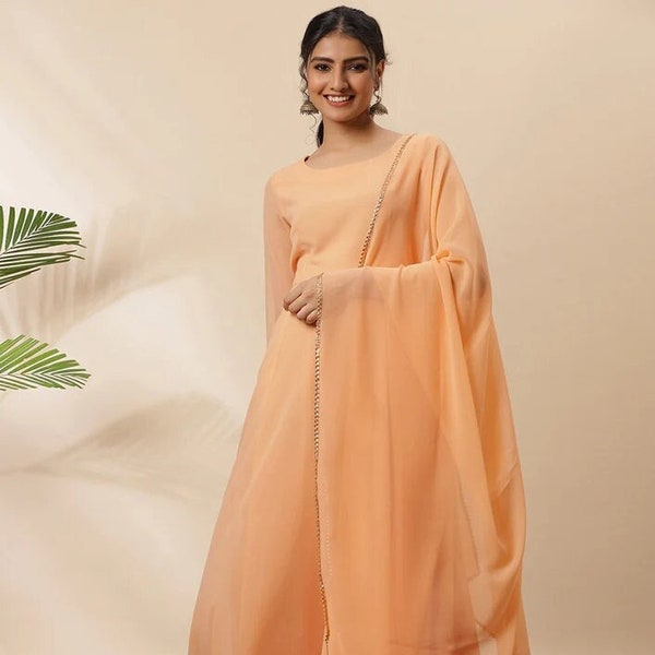 Peach Anarkali Kurta set with Dupatta| kurta salwar| Indian wear| Festive wear| traditional kurti| kurti set| Casual wear| Partywear