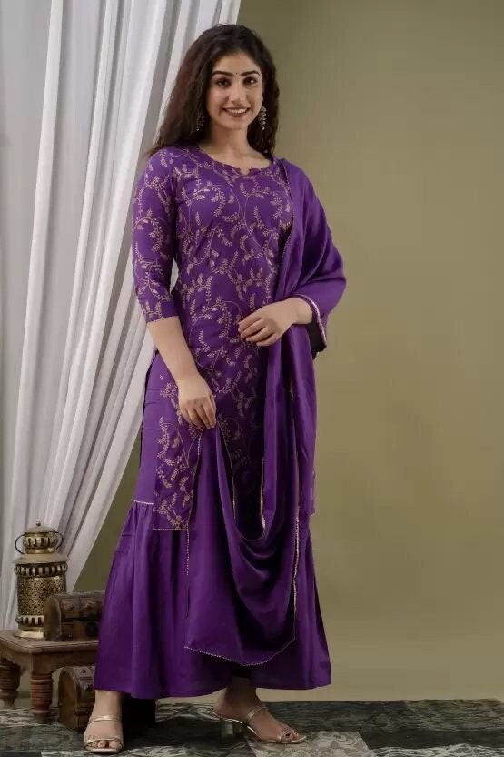 Party Wear Purple and Violet color Georgette fabric Kurti : 1900378