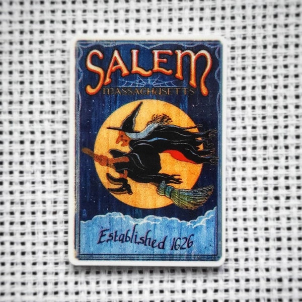 Salem witch magnetic needle minder. Needle nanny. Needle keeper. Embroidery gift. Sewing notions.