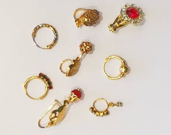 Nose Ring 8 pieces - Gold Nose Hoop - Indian Nose Ring - Tribal Nose Ring - Nose Jewelry - Nose Piercing - Nostril Ring - Nostril Dangling