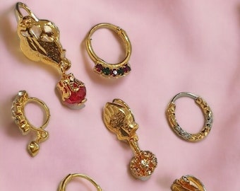 8 pcs Gold Plated Nose Ring Set – Indian Tribal Jewelry