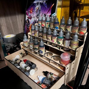 Portapinturas de 3 niveles Archivo SVG para corte por láser - Botellas de 26 y 35 mm