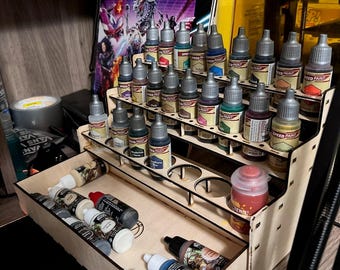 3 Tier - Paint Holder SVG file for laser cut - 26 and 35 mm bottles
