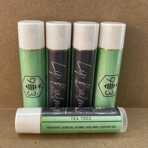 Bálsamo labial de cera de abeja - Bálsamo labial de árbol de té totalmente natural - Barra de chapa orgánica - Brillo de labios - Bálsamo labial de cera de abeja sin tratar - Bálsamo labial con sabor