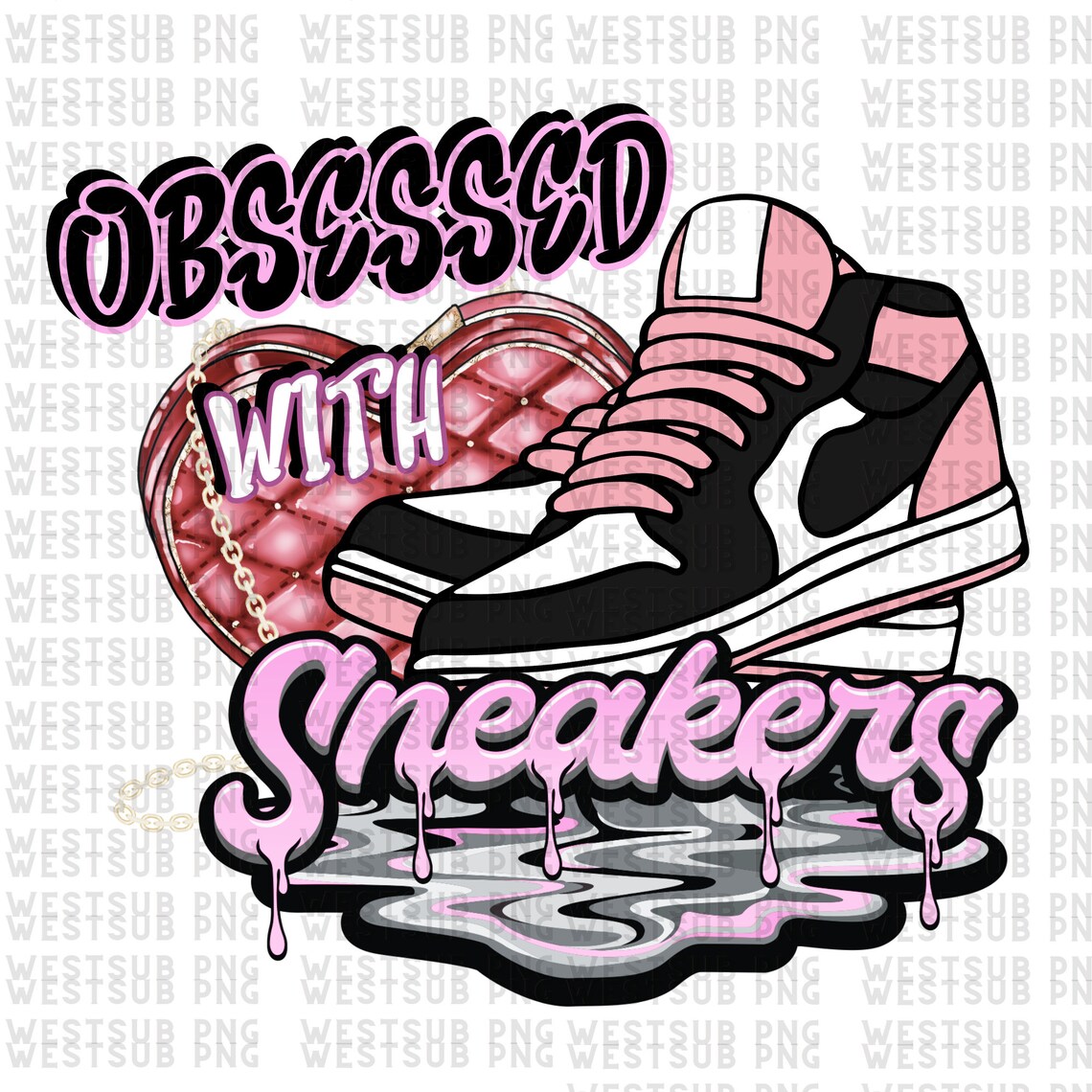 Obsessed With Sneakers Png Sublimation Design Download, Black Woman