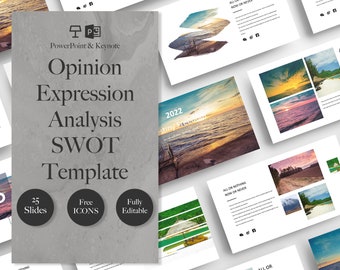 Opinion Expression SWOT Analysis Template, Work From Home, Notion Template, Business Plan, Presentation Business PowerPoint Template