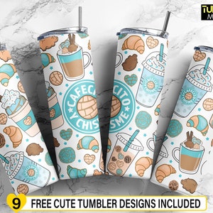 Cafecito Y Chisme Tumbler, Blue Love Hearts 20 oz Skinny Tumbler, Blue Valentine's Sublimation, Coffee and Gossip Digital Download