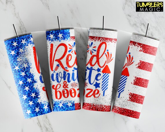 Red White and Booze Tumbler Sublimation, Seamless 4th of July 20 oz Skinny Tumbler, Patriotic America Tumbler Sublimation, Digital Download