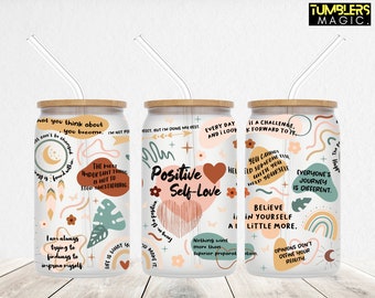 Daily Reminders Affirmations Can Glass, Positive, Motivation and Inspiration 16oz glass can png design for sublimation, Digital download