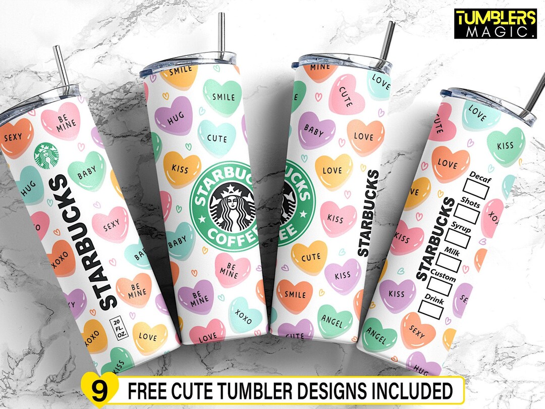 Starbucks Valentines Tumbler, Candy Hearts Tumbler 20 Oz Skinny Tumbler