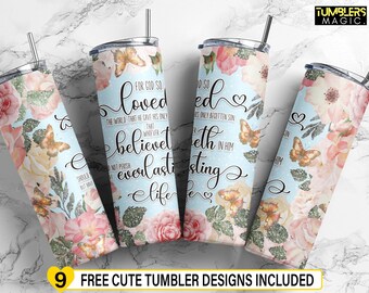 For God so Loved the World Tumbler Wrap, Bible Sublimation, Jesus Loves the World PNG File, Christian Digital Download, Straight & Tapered