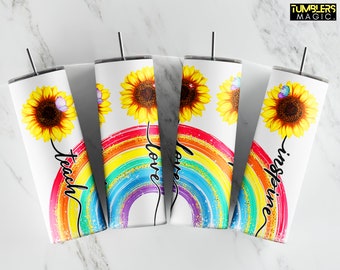 Teacher Tumbler, Teach Love Inspire Sublimation, 20 oz Teacher Tumbler Wrap, Sunflower Back to School Sublimation PNG,