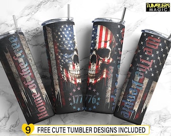 1776 USA Flag 20 Oz Tumbler Wrap Sublimation, We the People American SKull Wrap PNG File, 4th of July Digital Download, Home of the Free