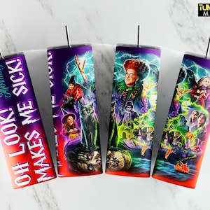 Halloween Tumbler, 20 oz Skinny Tumbler, Sanderson Sisters Tumbler PNG, Oh Look Another Glorious Morning Makes me Sick Sublimation