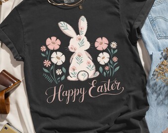 Blumen Retro Ostern PNG, Frohe Ostern PNG, Retro Vintage Hase Ostern PNG, Boho Ostern Digital Download
