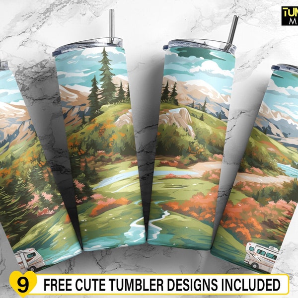 RV Tumbler Wrap, Camp Life Sublimation, Camping, RV, Trailer Life, Outdoor Wrap PNG File, Nature Digital Download, Straight & Tapered